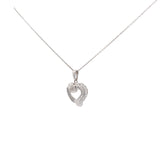 14k White Gold .35ct G SI1 Baguette Diamond heart necklace