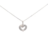 14k White Gold .35ct G SI1 Baguette Diamond heart necklace