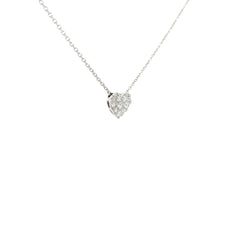 14k White Gold .75ct F VS2 Pave Puffed Heart Floating Pendant