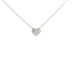 14k White Gold .75ct F VS2 Pave Puffed Heart Floating Pendant