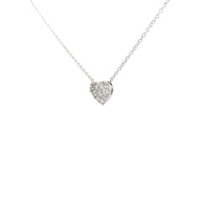 14k White Gold .75ct F VS2 Pave Puffed Heart Floating Pendant