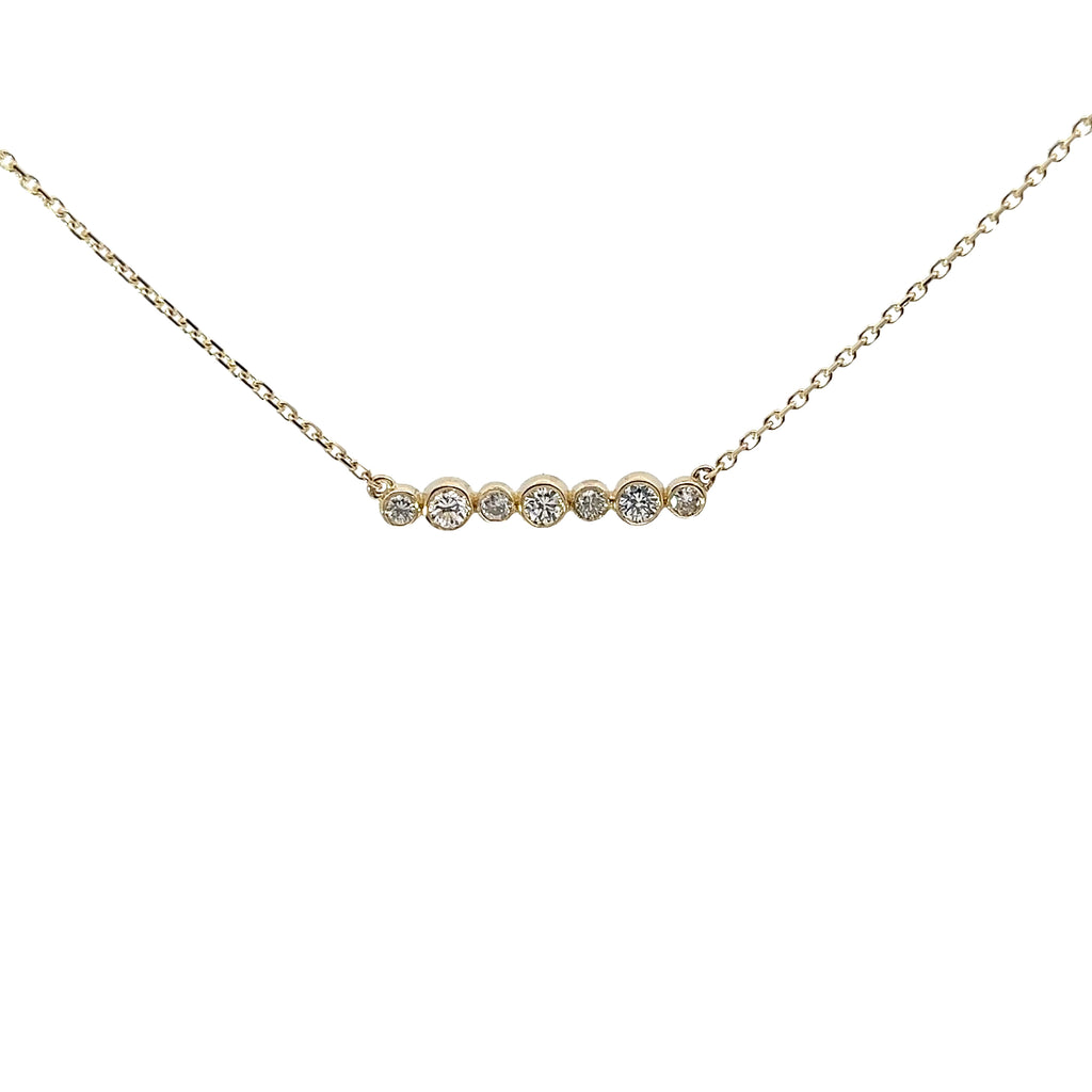 14k Yellow Gold .25ct G VS2 Bezel Bubble Bar Necklace