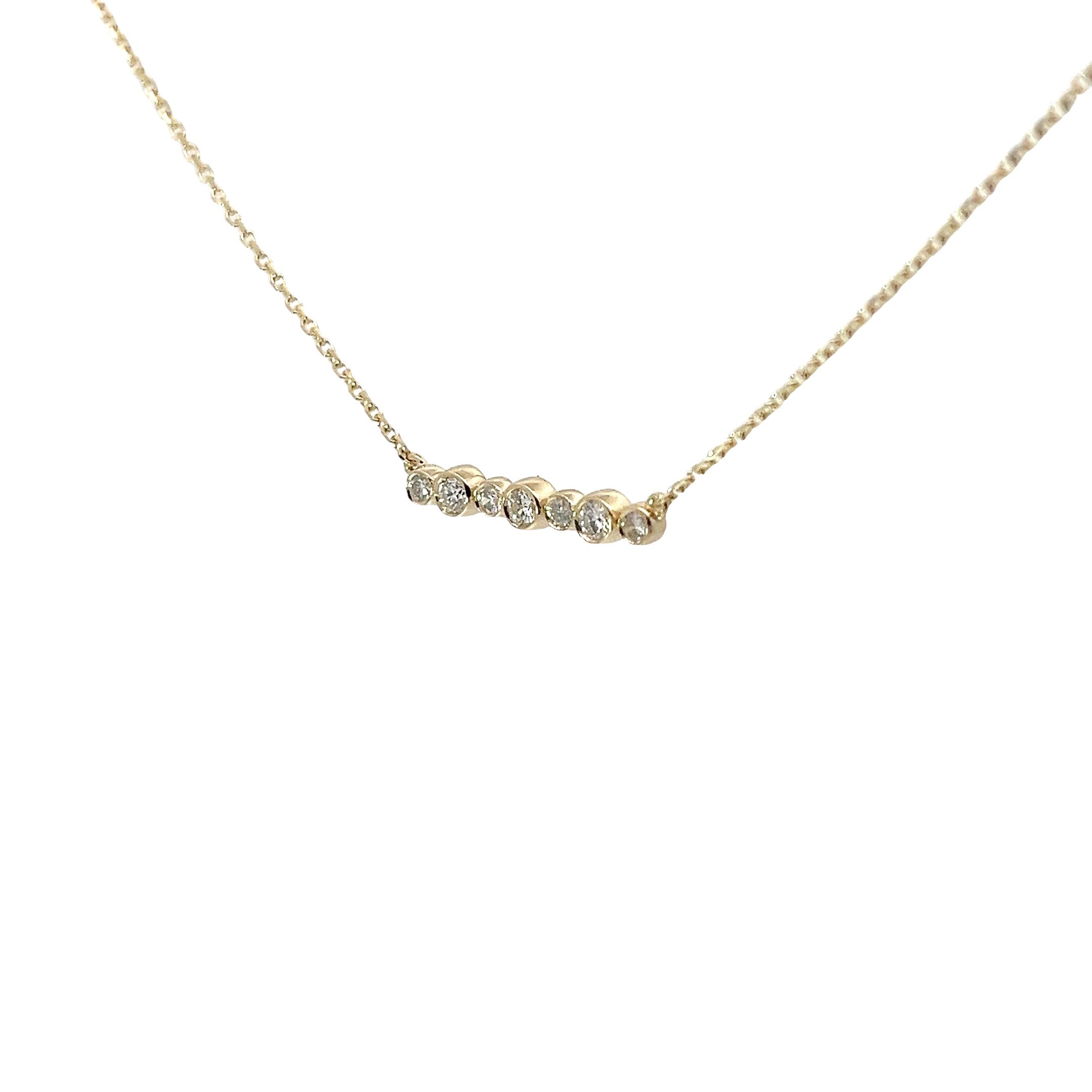14k Yellow Gold .25ct G VS2 Bezel Bubble Bar Necklace