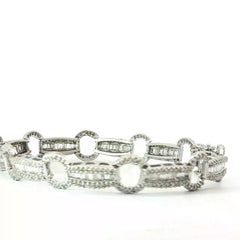 14k White Gold 5.00ct H SI2 Baguette and Round Diamond Bracelet