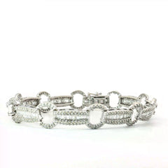 14k White Gold 5.00ct H SI2 Baguette and Round Diamond Bracelet