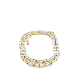 14k Yellow Gold 13.65ct G H VS2/ SI1 Round Diamond Tennis Necklace 16"inch