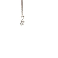 18k White Gold .35ct G VS2 Round Portuguese Cut Diamond with Halo .15ct G VS2 Round Diamond Pendant
