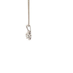18k White Gold .35ct G VS2 Round Portuguese Cut Diamond with Halo .15ct G VS2 Round Diamond Pendant