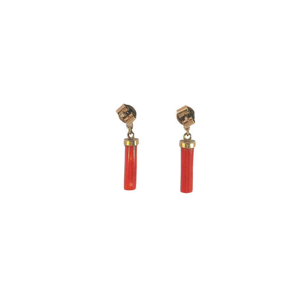14K VINTAGE DANGLE/DROP CORAL EARRINGS