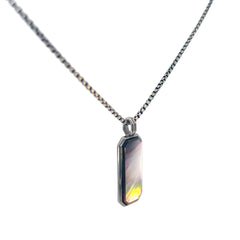 Sterling Silver 21.7 gram Necklace / Dog Tag with Mother of Pearl Pendant