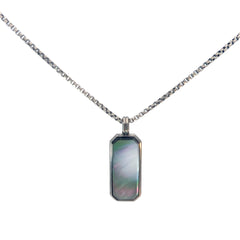 Sterling Silver 21.7 gram Necklace / Dog Tag with Mother of Pearl Pendant