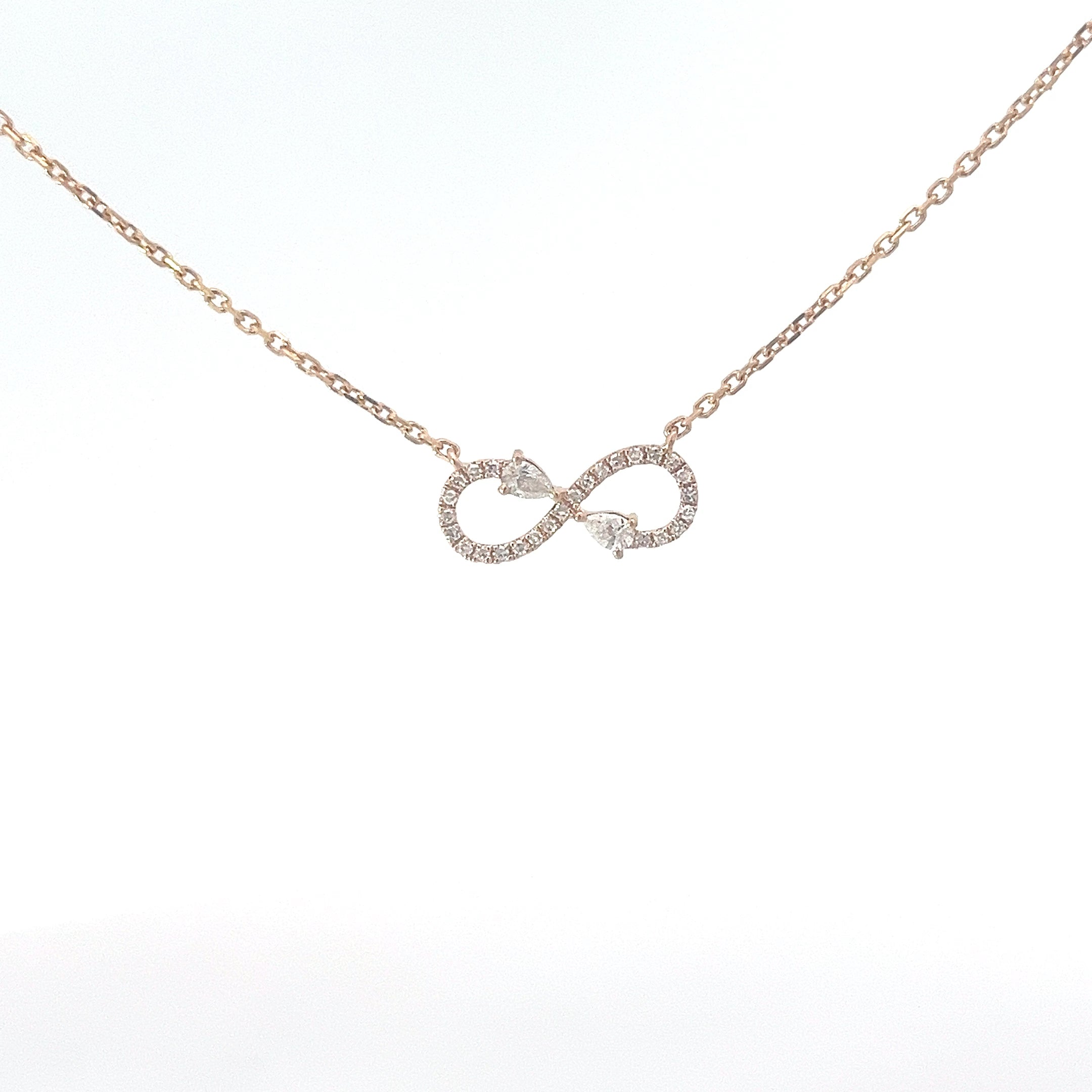 14k Rose Gold .25ct G VS2 Round Diamond Infinity Necklace