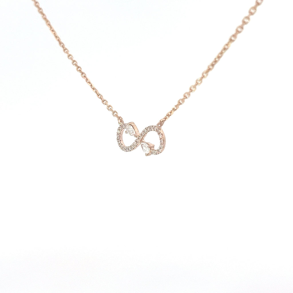 14k Rose Gold .25ct G VS2 Round Diamond Infinity Necklace
