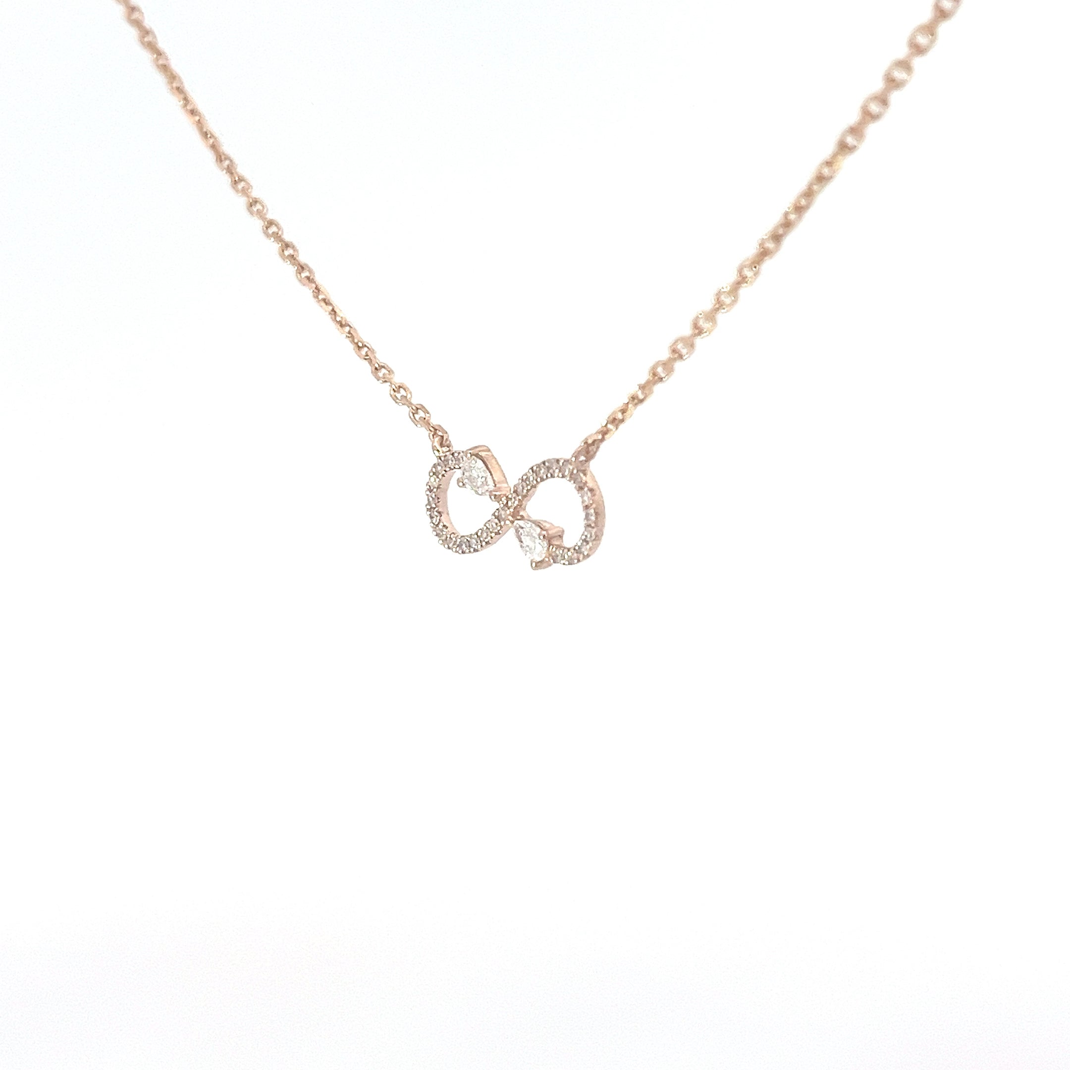 14k Rose Gold .25ct G VS2 Round Diamond Infinity Necklace
