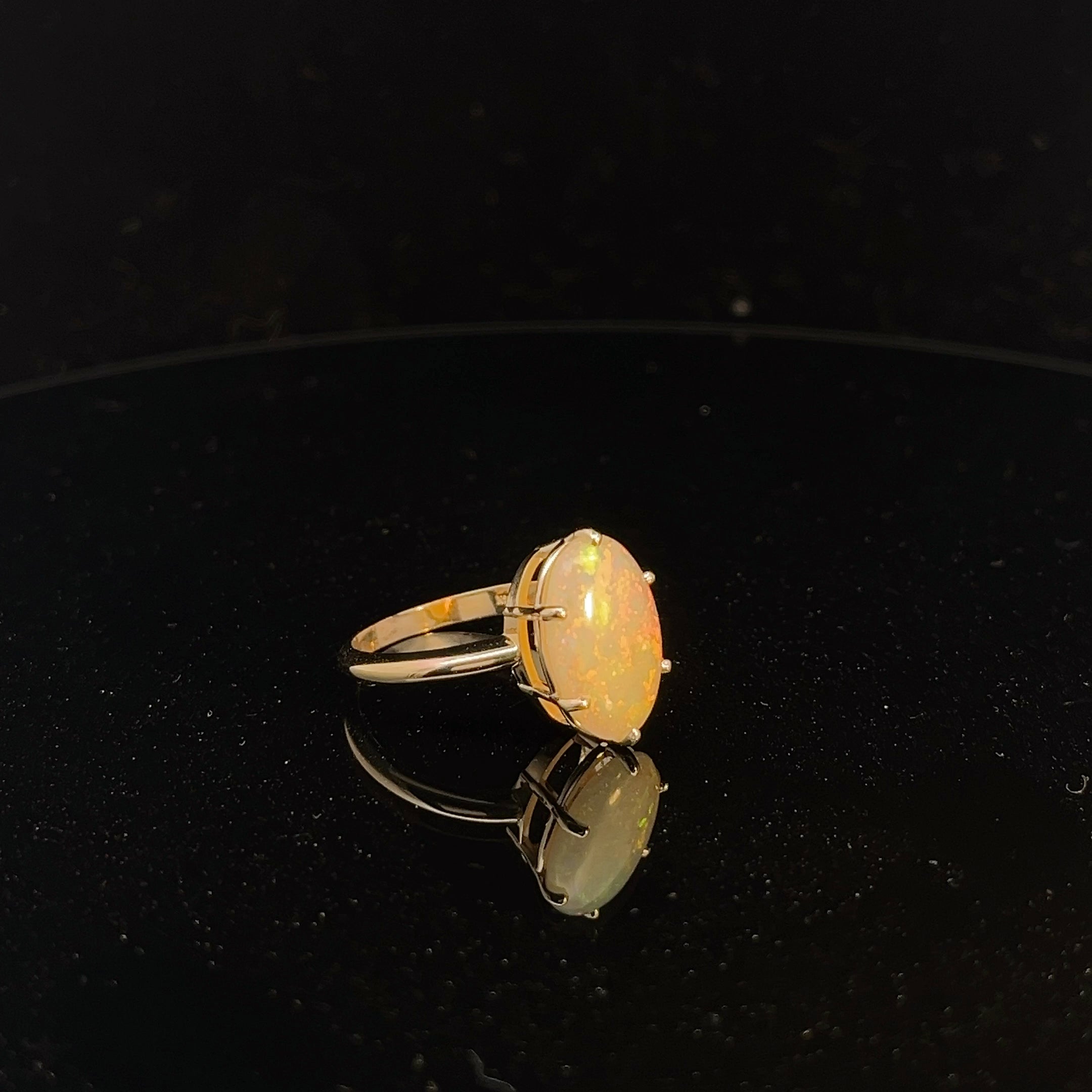 14k Yellow Gold 5.35ct Oval Opal Ring