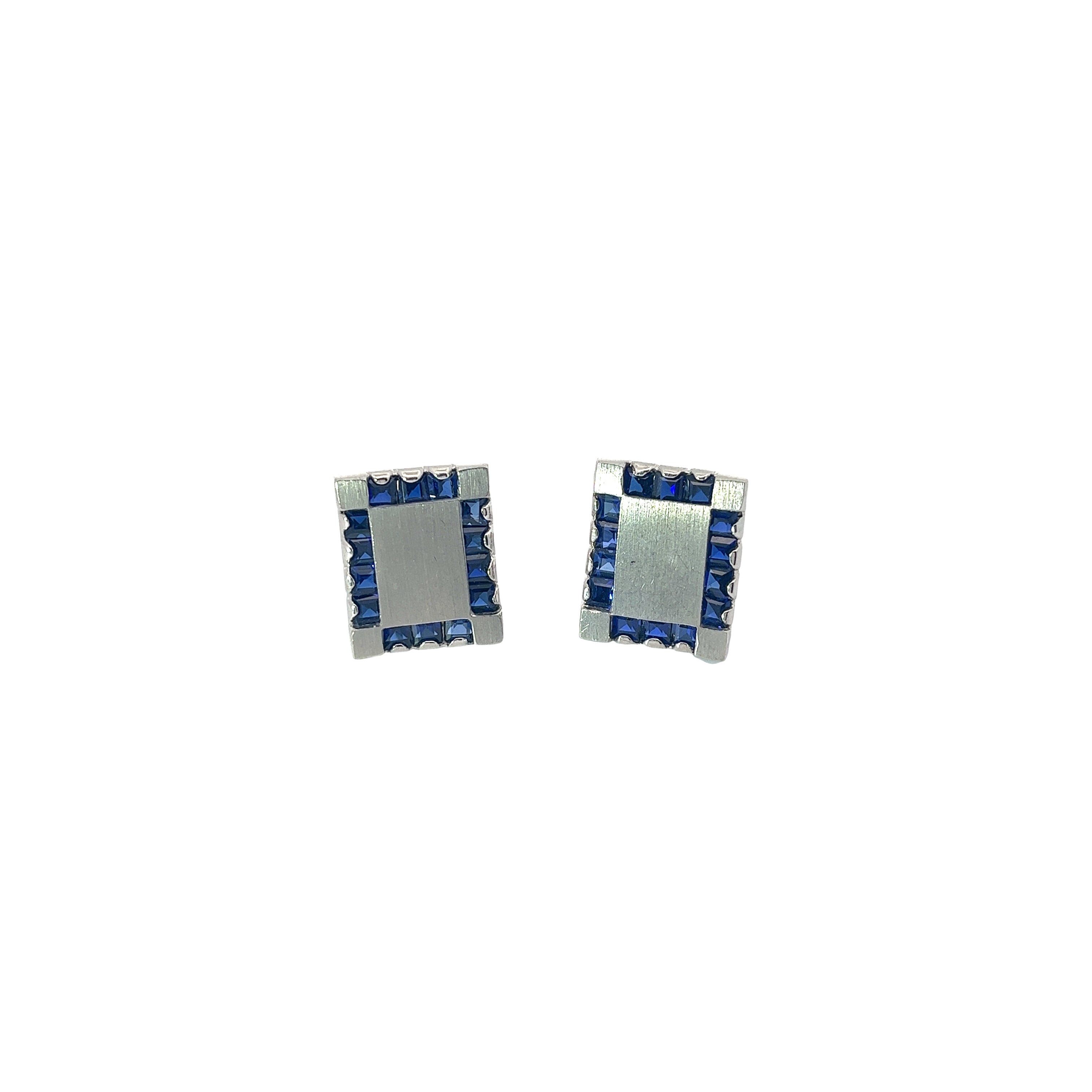 LUCIEN PICCARD Palladium 3.00ct Blue Sapphire AAA Cufflinks