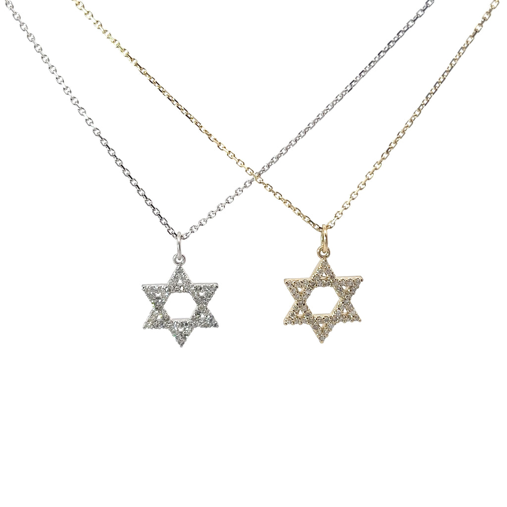 14k White and Yellow Gold .35ct H SI1 Round Diamond Star of David Pendant
