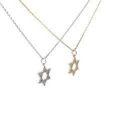 14k White and Yellow Gold .35ct H SI1 Round Diamond Star of David Pendant