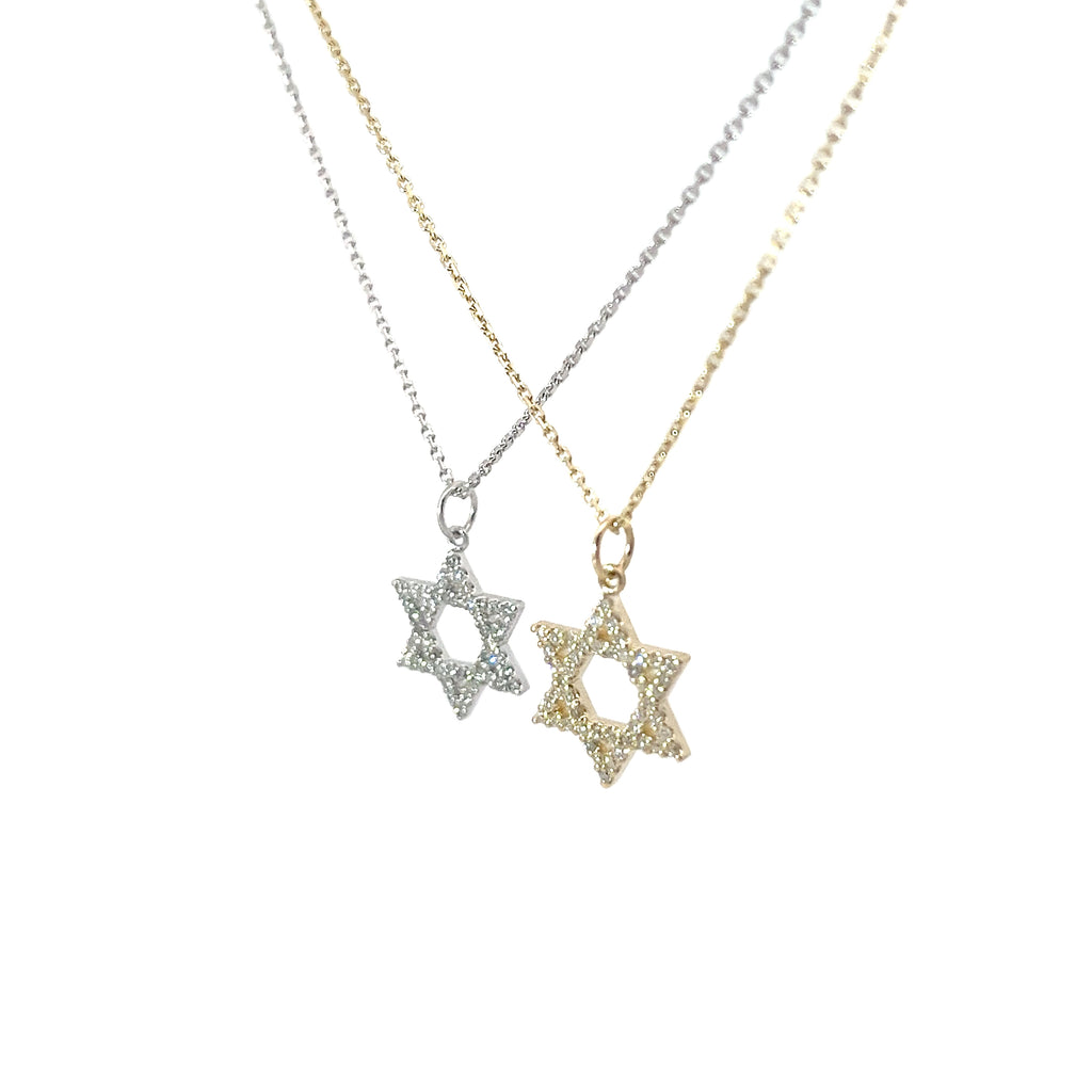 14k White and Yellow Gold .35ct H SI1 Round Diamond Star of David Pendant