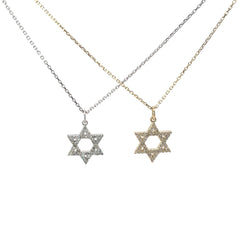 14k White and Yellow Gold .35ct H SI1 Round Diamond Star of David Pendant