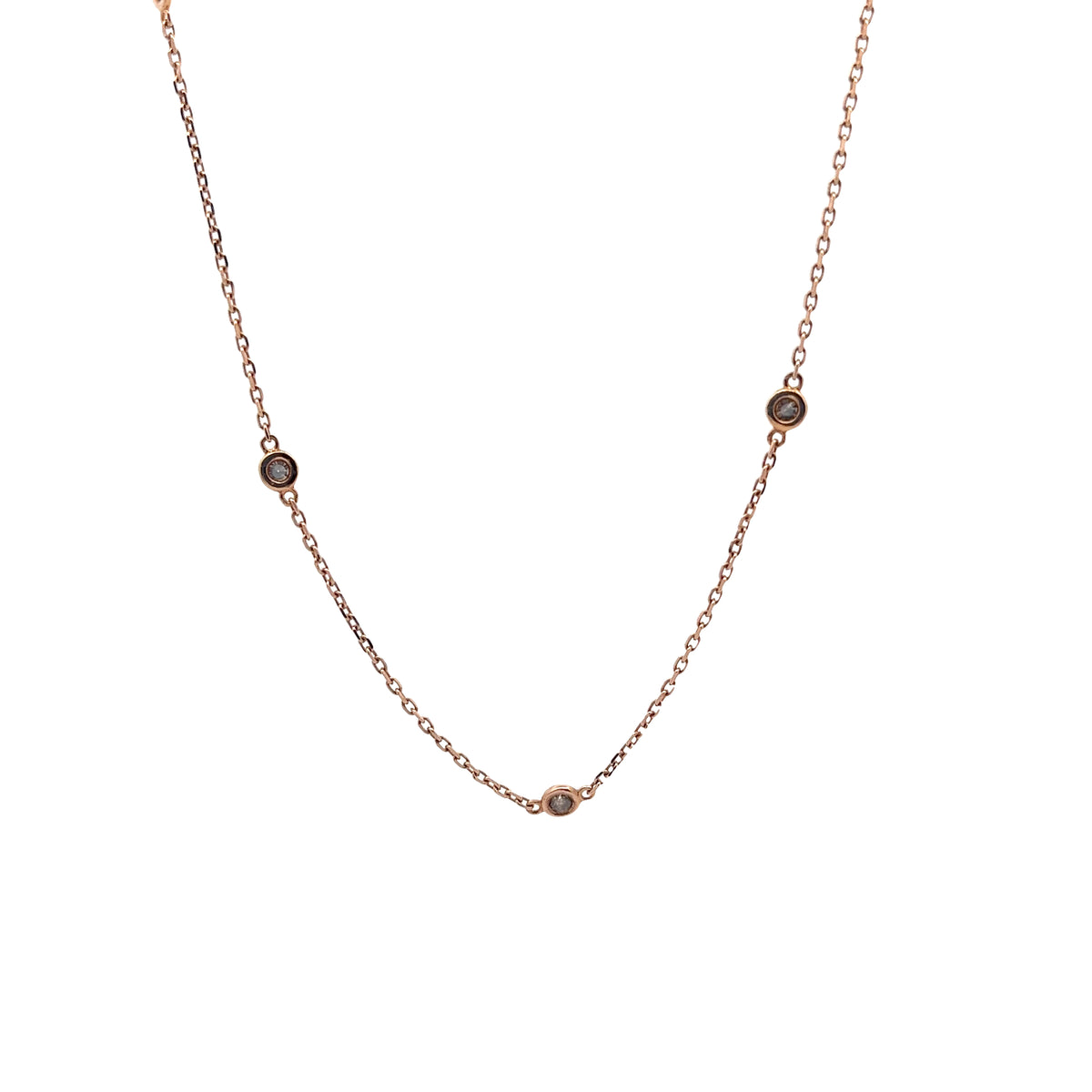 14k Rose Gold .50ct G SI1 Round Diamonds by the Yard Necklace