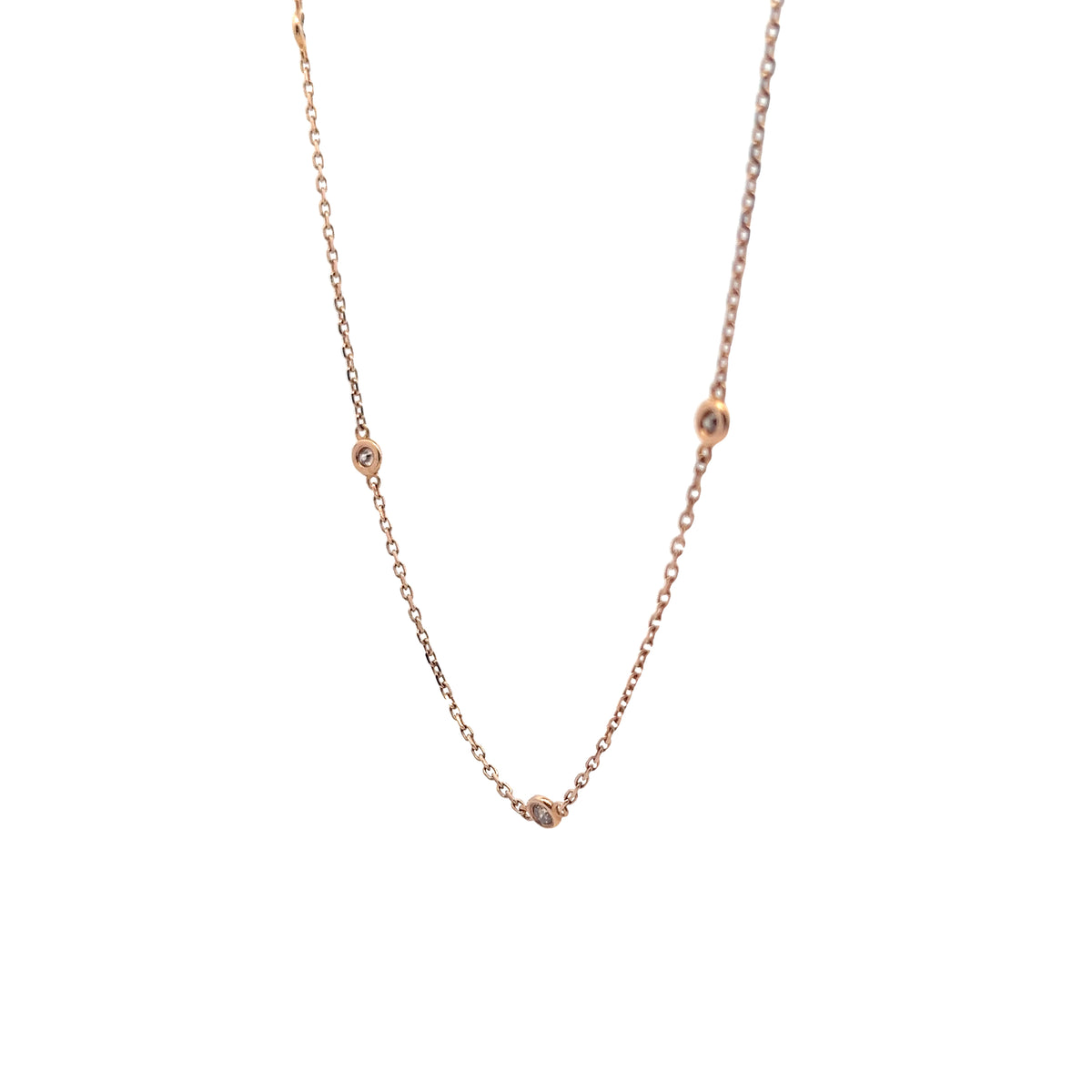 14k Rose Gold .50ct G SI1 Round Diamonds by the Yard Necklace