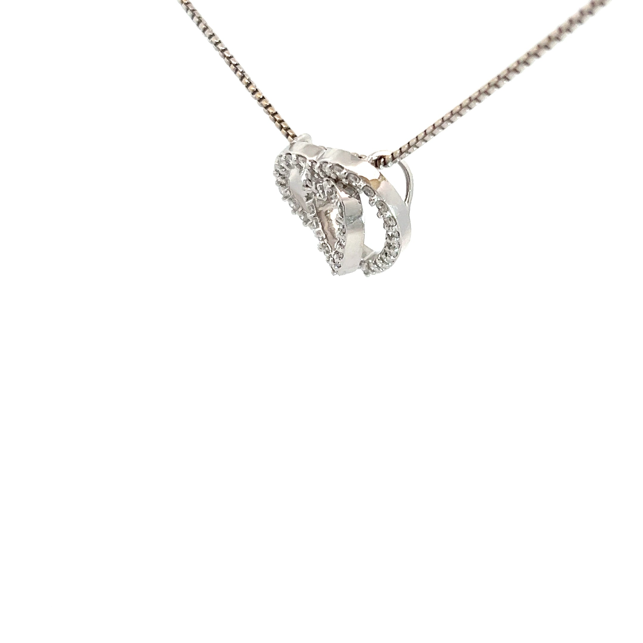14k White Gold .50ct F VS2 Round Diamond Double Heart Necklace