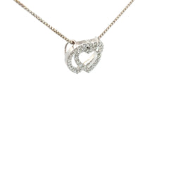 14k White Gold .50ct F VS2 Double Heart Diamond Necklace