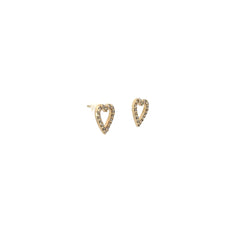 14K YELLOW GOLD .25CT G SI1 ROUND DIAMOND OPEN HEART STUD EARRINGS