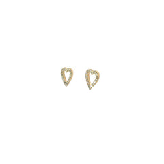 14K YELLOW GOLD .25CT G SI1 ROUND DIAMOND OPEN HEART STUD EARRINGS