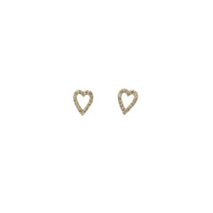 14K YELLOW GOLD .25CT G SI1 ROUND DIAMOND OPEN HEART STUD EARRINGS