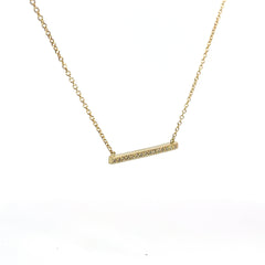 14K Yellow Gold .25ct G VS2 Round Diamond Bar Necklace 5.5 grams