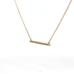 14K Yellow Gold .25ct G VS2 Round Diamond Bar Necklace 5.5 grams