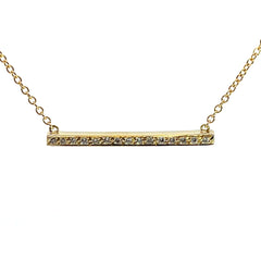 14K Yellow Gold .25ct G VS2 Round Diamond Bar Necklace 5.5 grams