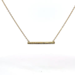 14K Yellow Gold .25ct G VS2 Round Diamond Bar Necklace 5.5 grams