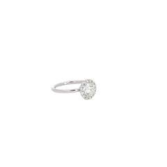 14K WHITE GOLD .83CT G SI1 / .17CT G VS2 HALO ENGAGEMENT RING CERTIFIED BY GIA #2225160368