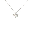 14k White Gold .25ct G VS2 Round Diamond and Tahitian Pearl 5mm Snowflake Necklace