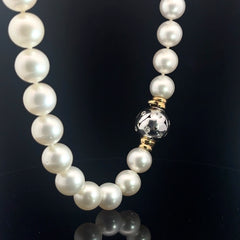 18k White Gold 1.00ct F VS2 Round Diamond Pearl South Sea Pearl 13mm 13 1/2 18"inch Necklace