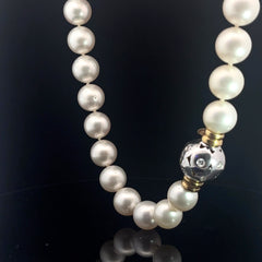 18k White Gold 1.00ct F VS2 Round Diamond Pearl South Sea Pearl 13mm 13 1/2 18"inch Necklace