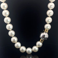 18k White Gold 1.00ct F VS2 Round Diamond Pearl South Sea Pearl 13mm 13 1/2 18"inch Necklace