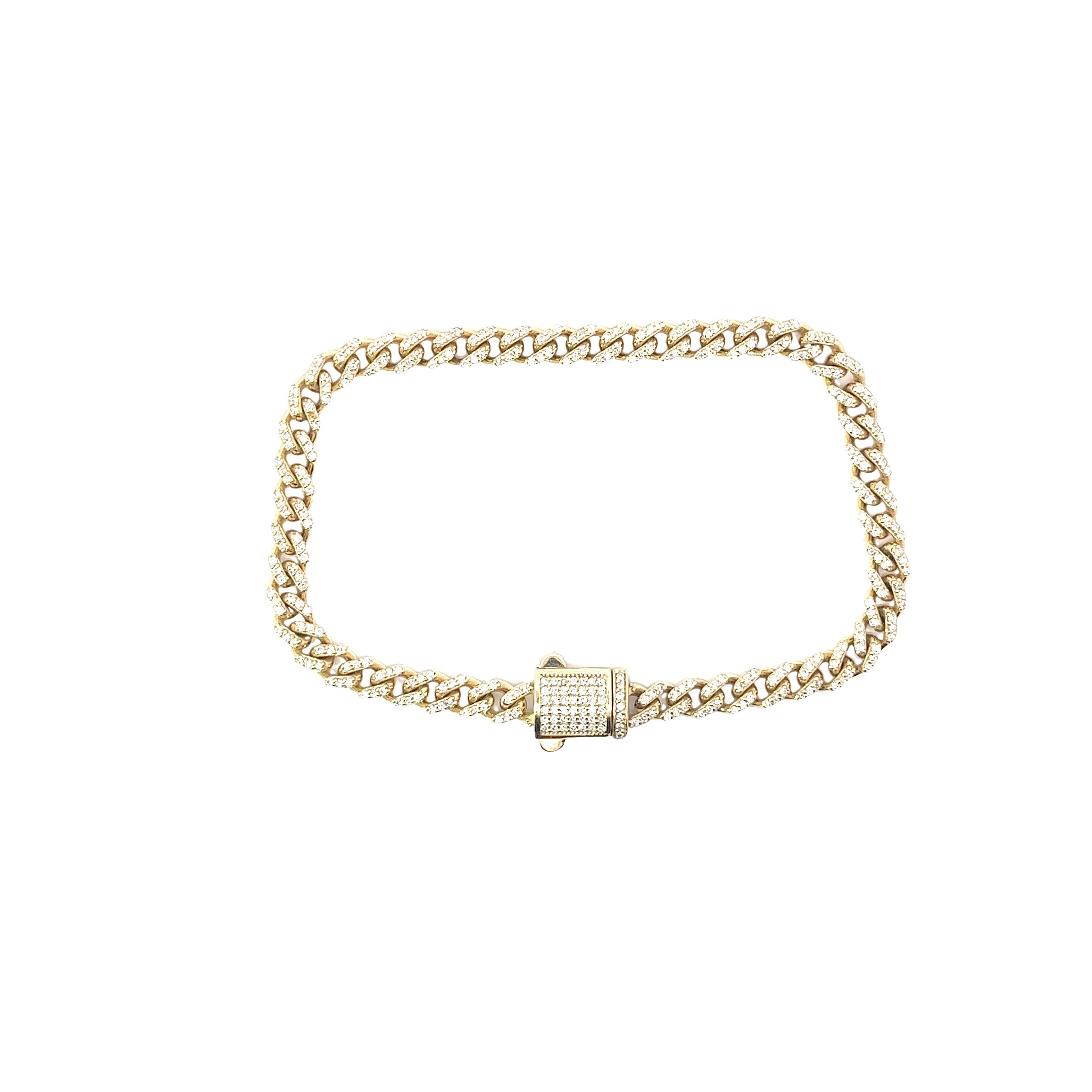 14k yellow gold 2.00ct G Vs2 Round  Diamond Cuban Link Bracelet