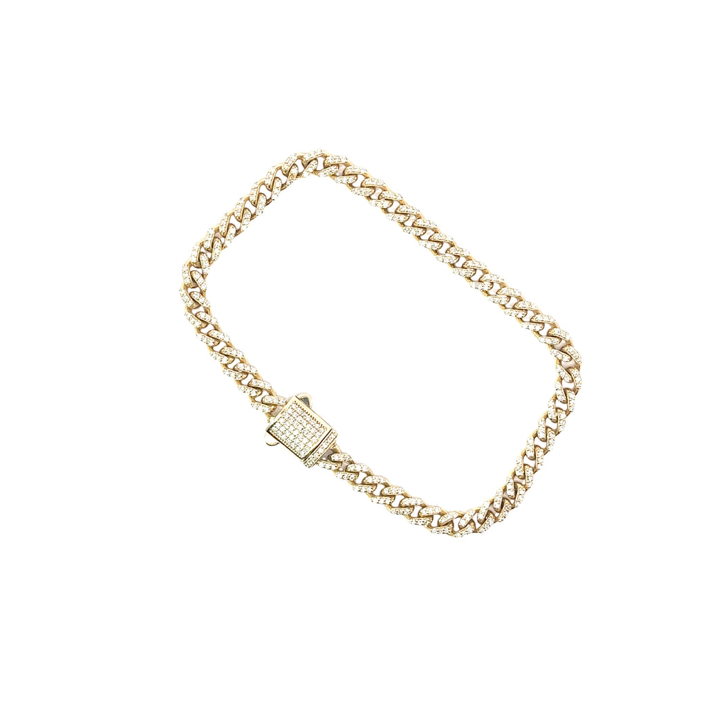 14k yellow gold 2.00ct G Vs2 Round  Diamond Cuban Link Bracelet