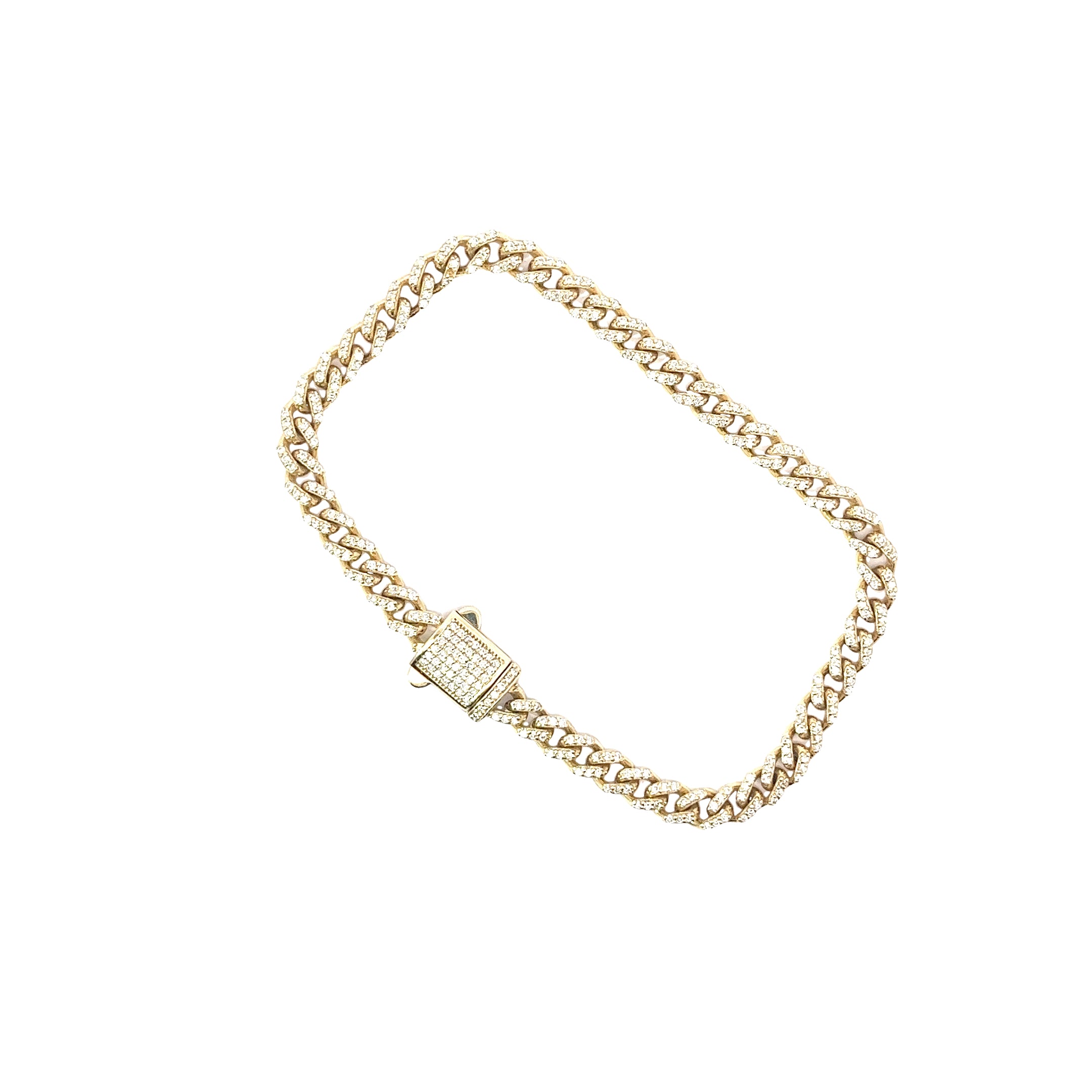 14k yellow gold 2.00ct G Vs2 Round  Diamond Cuban Link Bracelet