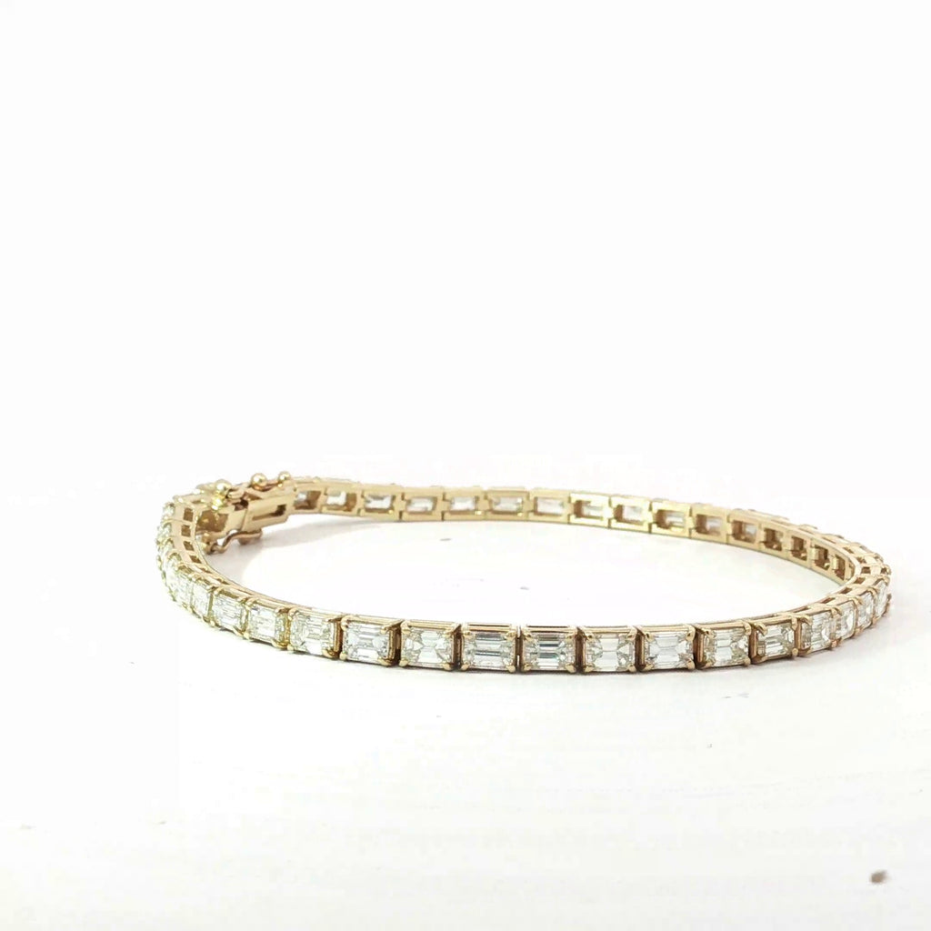 14k Yellow Gold 8.43ct H VS2 East / West Emerald Cut Diamond Tennis Bracelet