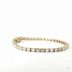 14k Yellow Gold 8.43ct H VS2 East / West Emerald Cut Diamond Tennis Bracelet