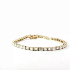 14k Yellow Gold 8.43ct H VS2 East / West Emerald Cut Diamond Tennis Bracelet