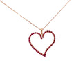 14k Rose Gold 1.00ct Round Ruby Heart Necklace