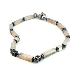 Sterling Silver 19.5 Gram with Black Onyx Men's Bracelet