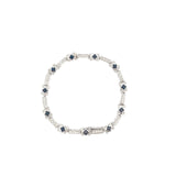 14k white gold 1.50 Princess Cut Blue Sapphire AA and .50ct diamond bracelet