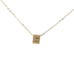 14k Yellow Gold Initial E Pendant with Necklace